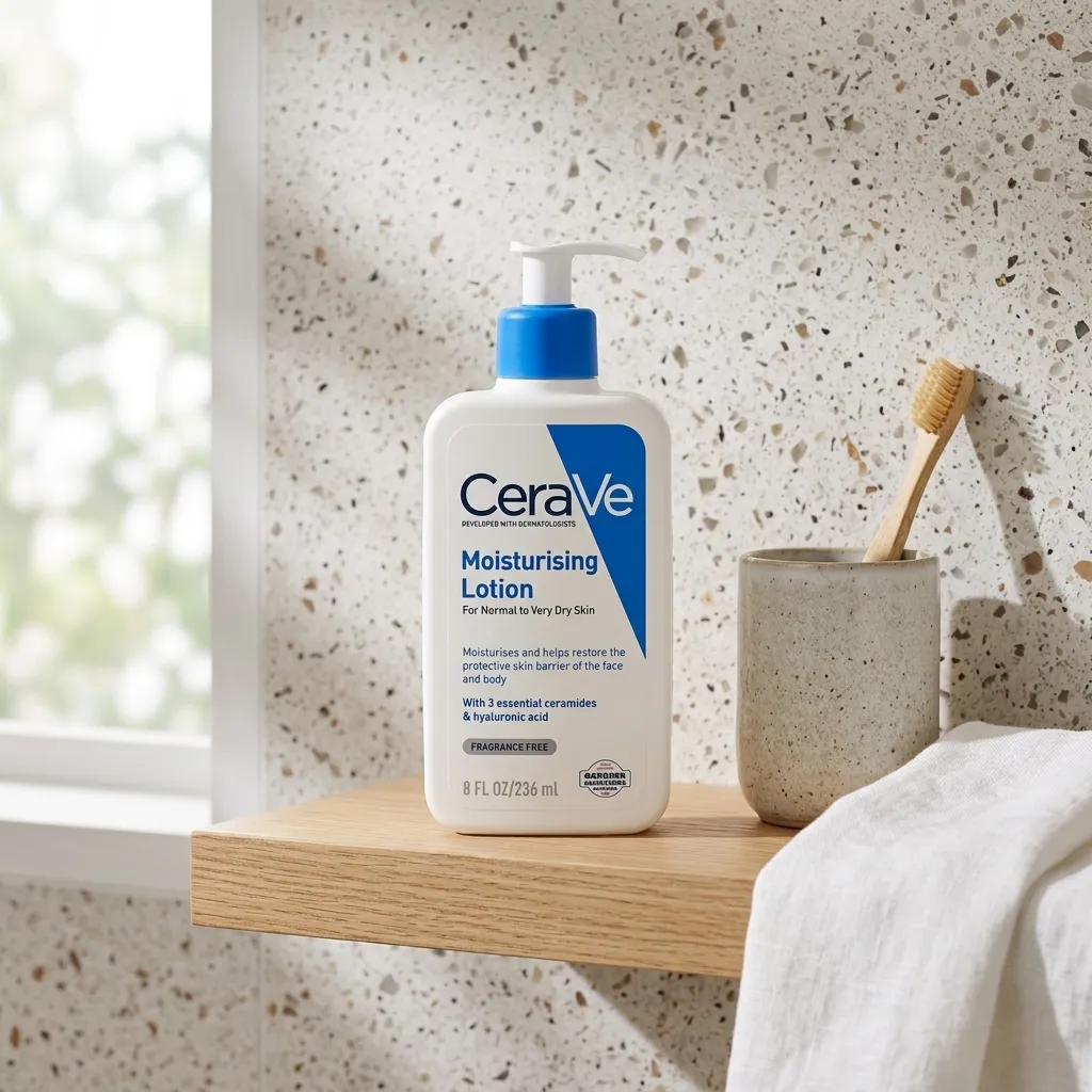 CeraVe長效清爽保濕乳藍白壓頭瓶情境示意圖